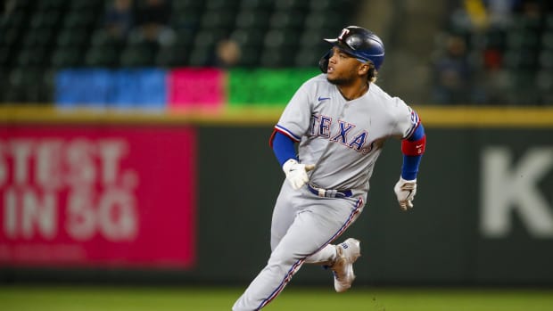 Texas Rangers OF Willie Calhoun rounds bases